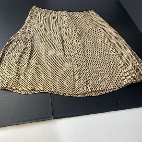 Nine West‎ Brown Print Skirt 100% silk size 12 Women's Casual Workwear Zip - Picture 1 of 14